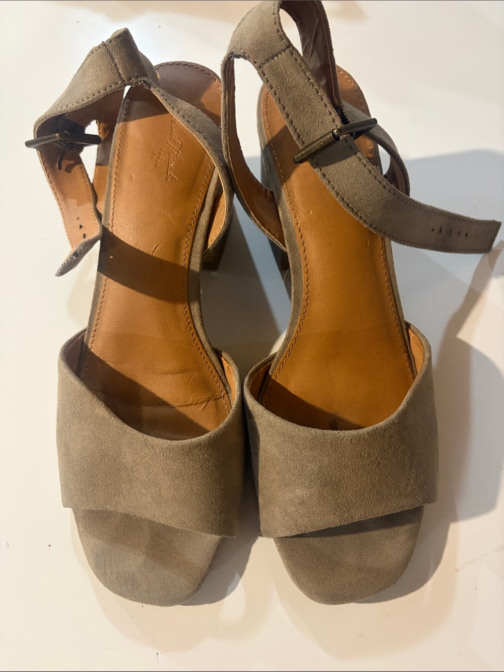 Universal Thread Taupe Suede Block Heel Sandals